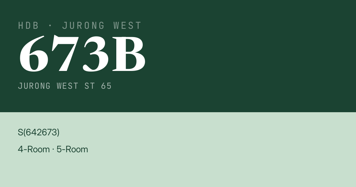 Blk 673B Jurong West St 65 HDB Resale | Price, Transactions & Rental Data
