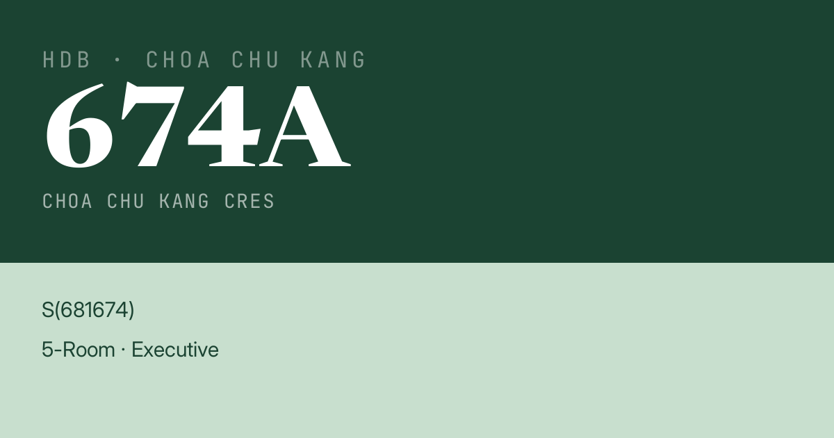 Blk 674A Choa Chu Kang Cres HDB Resale | Price, Transactions & Rental Data