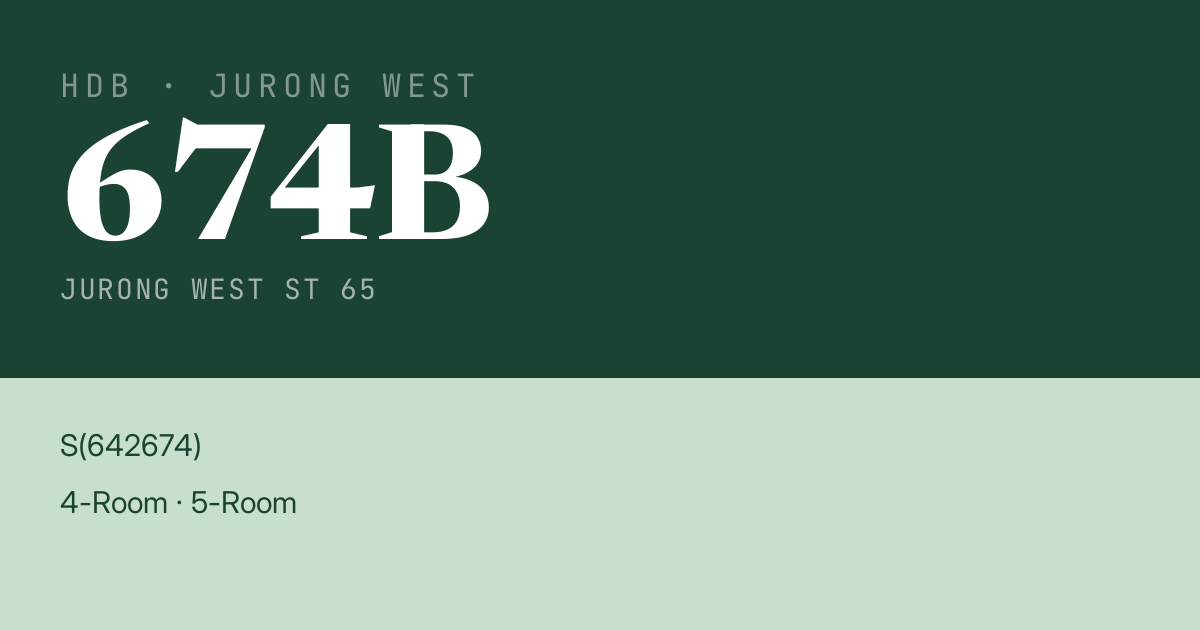 Blk 674B Jurong West St 65 HDB Resale | Price, Transactions & Rental Data