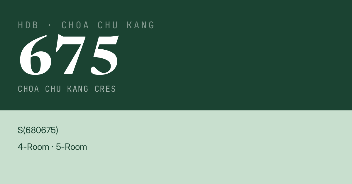 Blk 675 Choa Chu Kang Cres HDB Resale | Price, Transactions & Rental Data