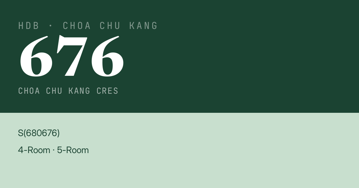 Blk 676 Choa Chu Kang Cres HDB Resale | Price, Transactions & Rental Data