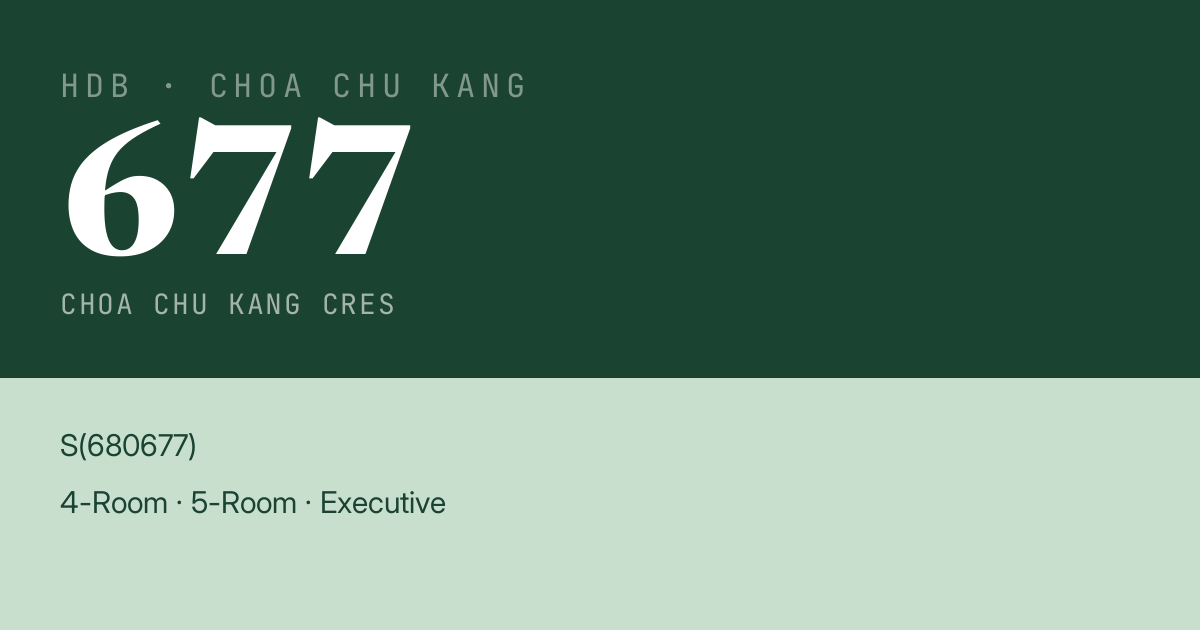 Blk 677 Choa Chu Kang Cres HDB Resale | Price, Transactions & Rental Data