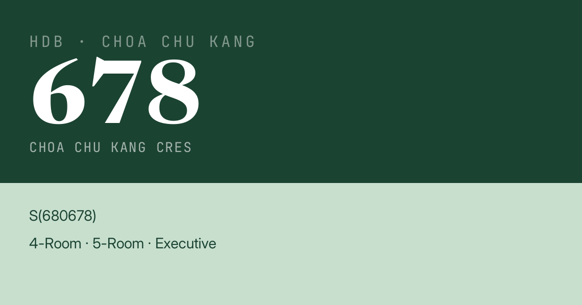 Blk 678 Choa Chu Kang Cres HDB Resale | Price, Transactions & Rental Data