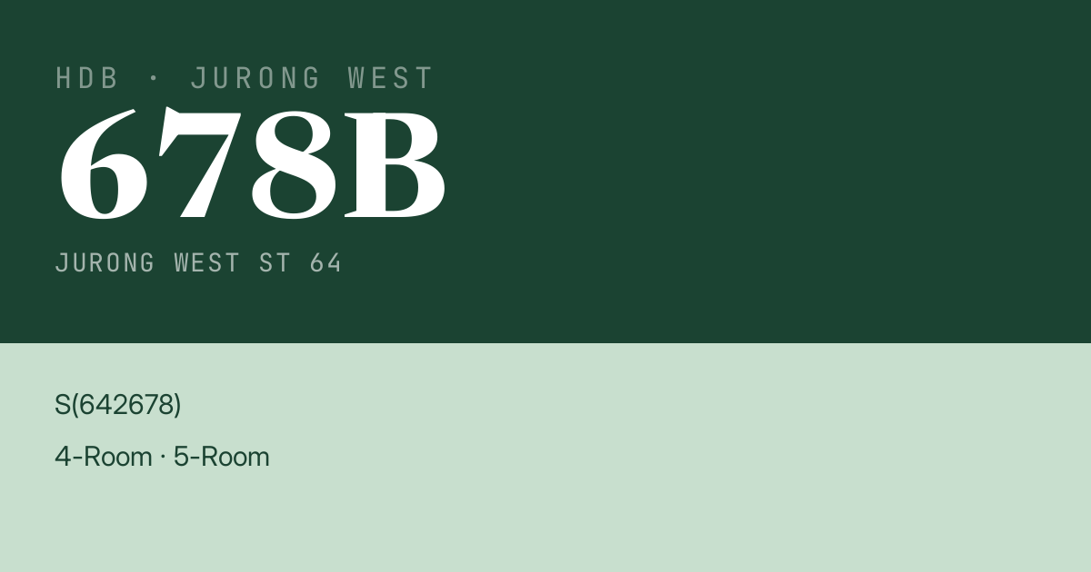 Blk 678B Jurong West St 64 HDB Resale | Price, Transactions & Rental Data