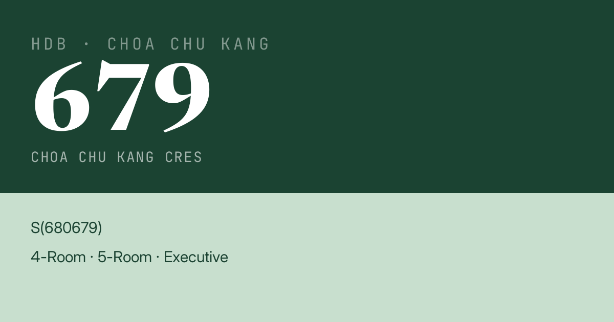 Blk 679 Choa Chu Kang Cres HDB Resale | Price, Transactions & Rental Data