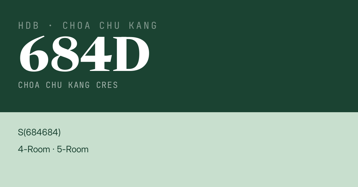 Blk 684D Choa Chu Kang Cres HDB Resale | Price, Transactions & Rental Data