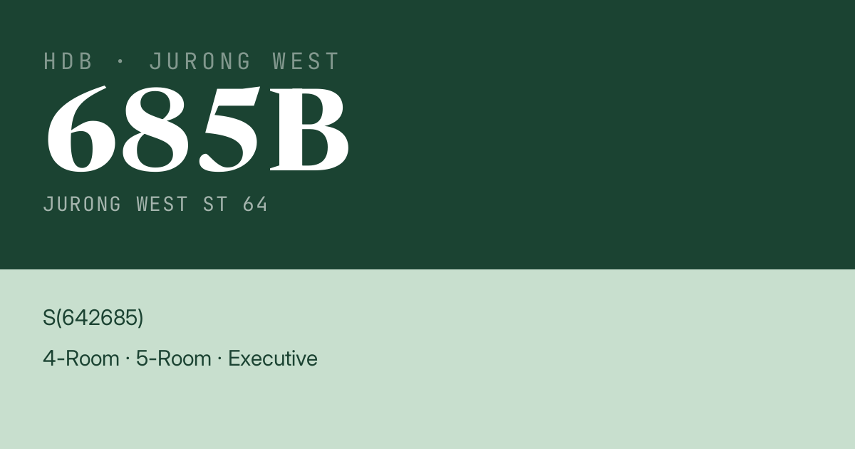 Blk 685B Jurong West St 64 HDB Resale | Price, Transactions & Rental Data