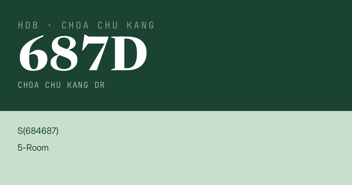 Blk 687D Choa Chu Kang Dr HDB Resale | Price, Transactions & Rental Data