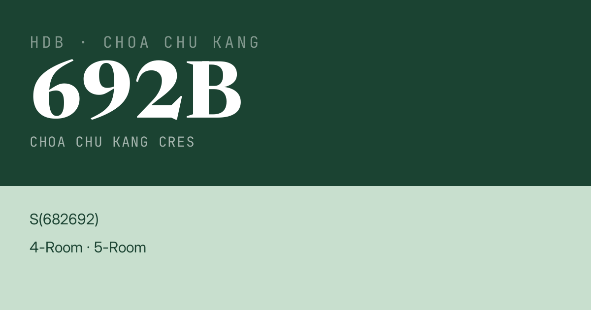 Blk 692B Choa Chu Kang Cres HDB Resale | Price, Transactions & Rental Data
