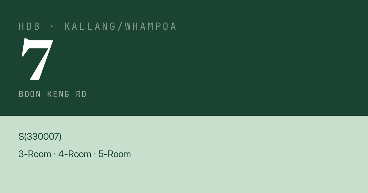 Blk 7 Boon Keng Rd HDB Resale | Price, Transactions & Rental Data