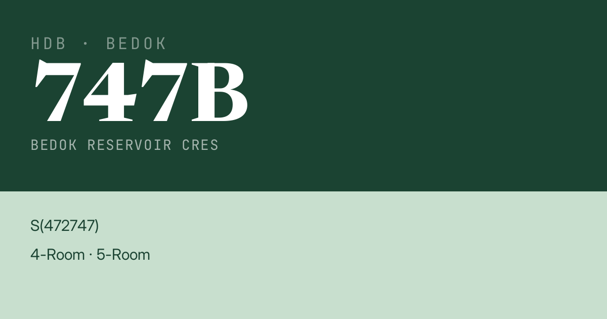 Blk 747B Bedok Reservoir Cres HDB Resale | Price, Transactions & Rental Data