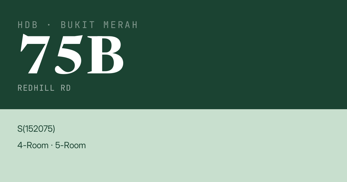 Blk 75B Redhill Rd HDB Resale | Price, Transactions & Rental Data