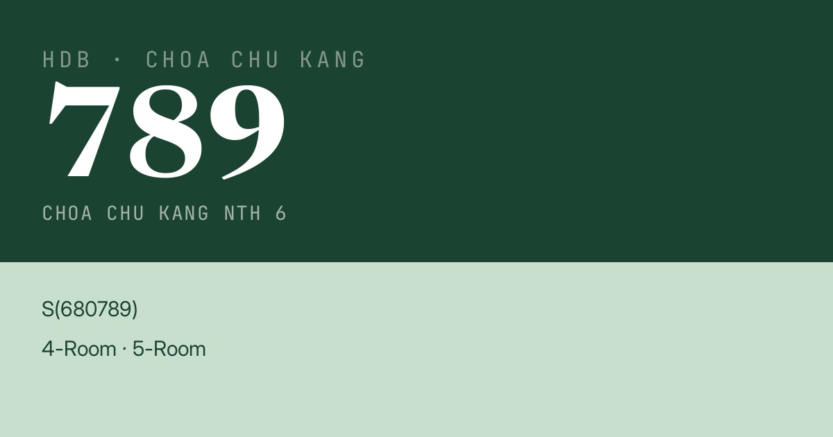 Blk 789 Choa Chu Kang Nth 6 HDB Resale | Price, Transactions & Rental Data