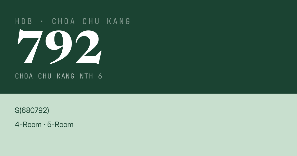 Blk 792 Choa Chu Kang Nth 6 HDB Resale | Price, Transactions & Rental Data