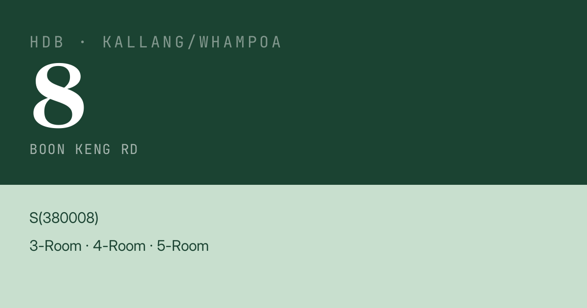 Blk 8 Boon Keng Rd HDB Resale | Price, Transactions & Rental Data
