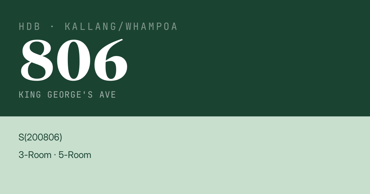 Blk 806 King George's Ave HDB Resale | Price, Transactions & Rental Data