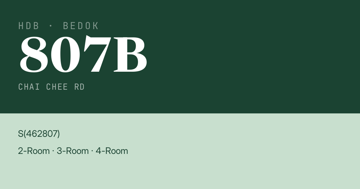 Blk 807B Chai Chee Rd HDB Resale | Price, Transactions & Rental Data