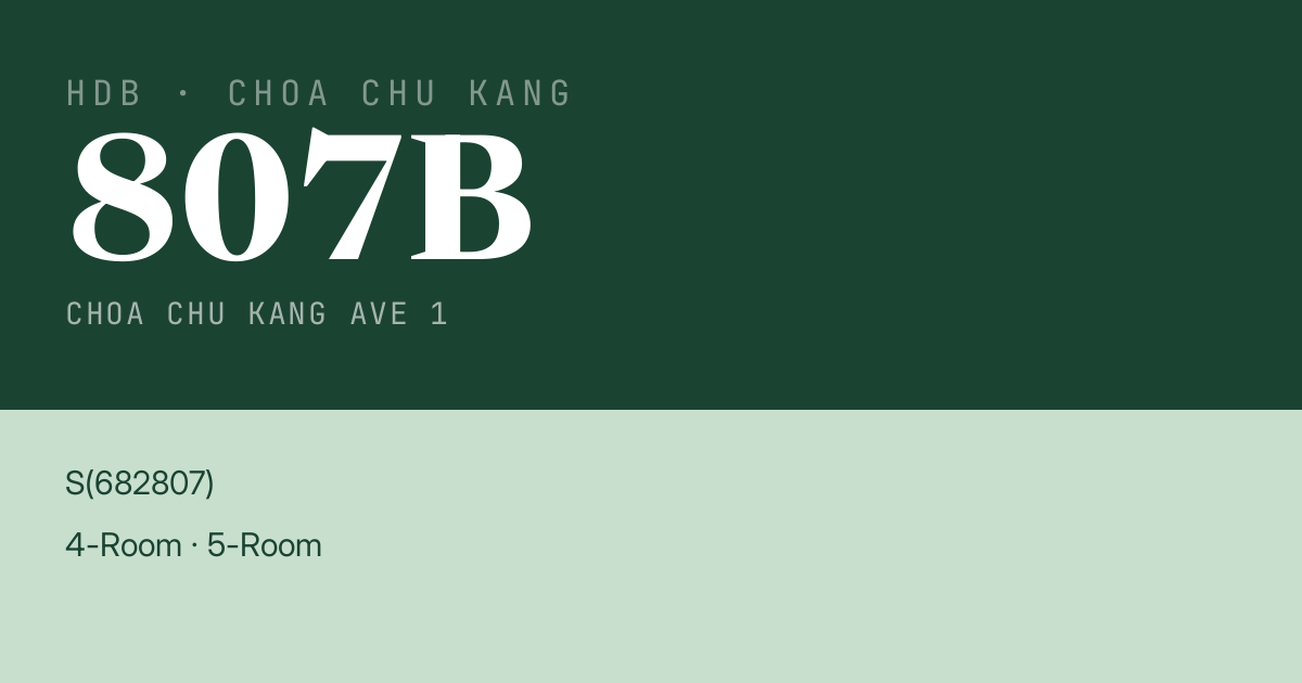 Blk 807B Choa Chu Kang Ave 1 HDB Resale | Price, Transactions & Rental Data