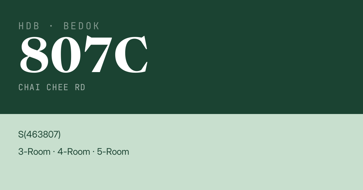 Blk 807C Chai Chee Rd HDB Resale | Price, Transactions & Rental Data