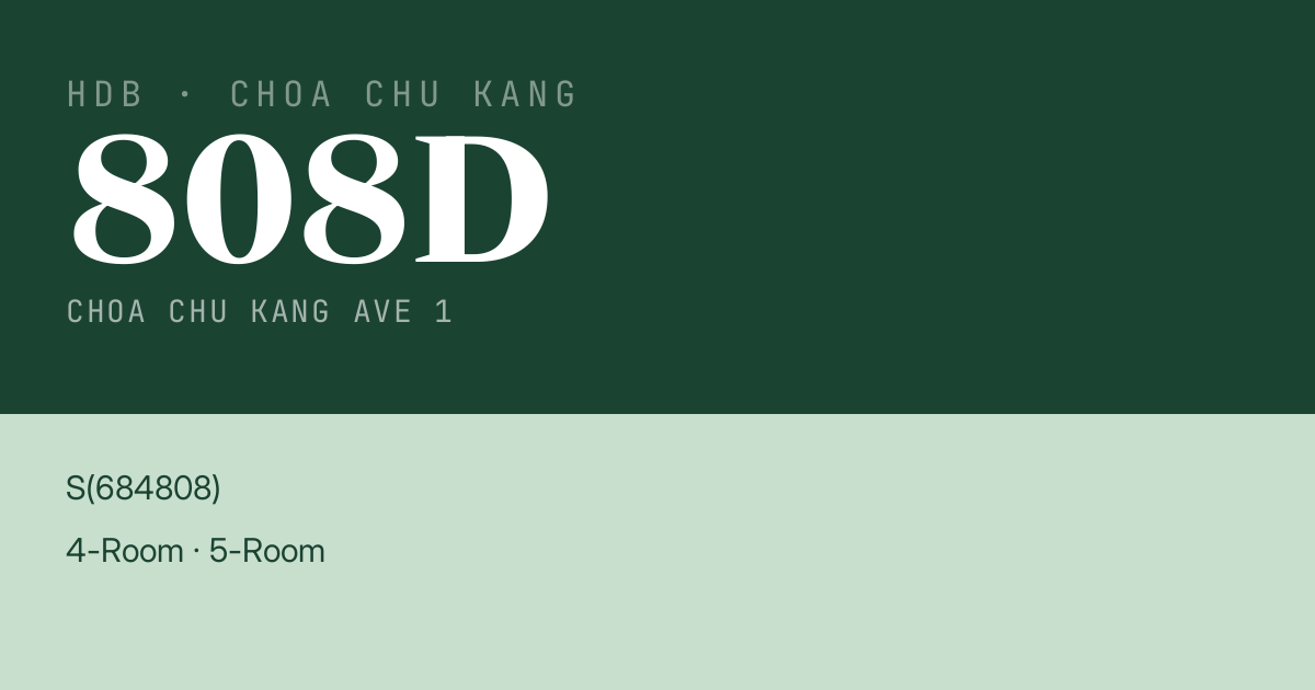 Blk 808D Choa Chu Kang Ave 1 HDB Resale | Price, Transactions & Rental Data