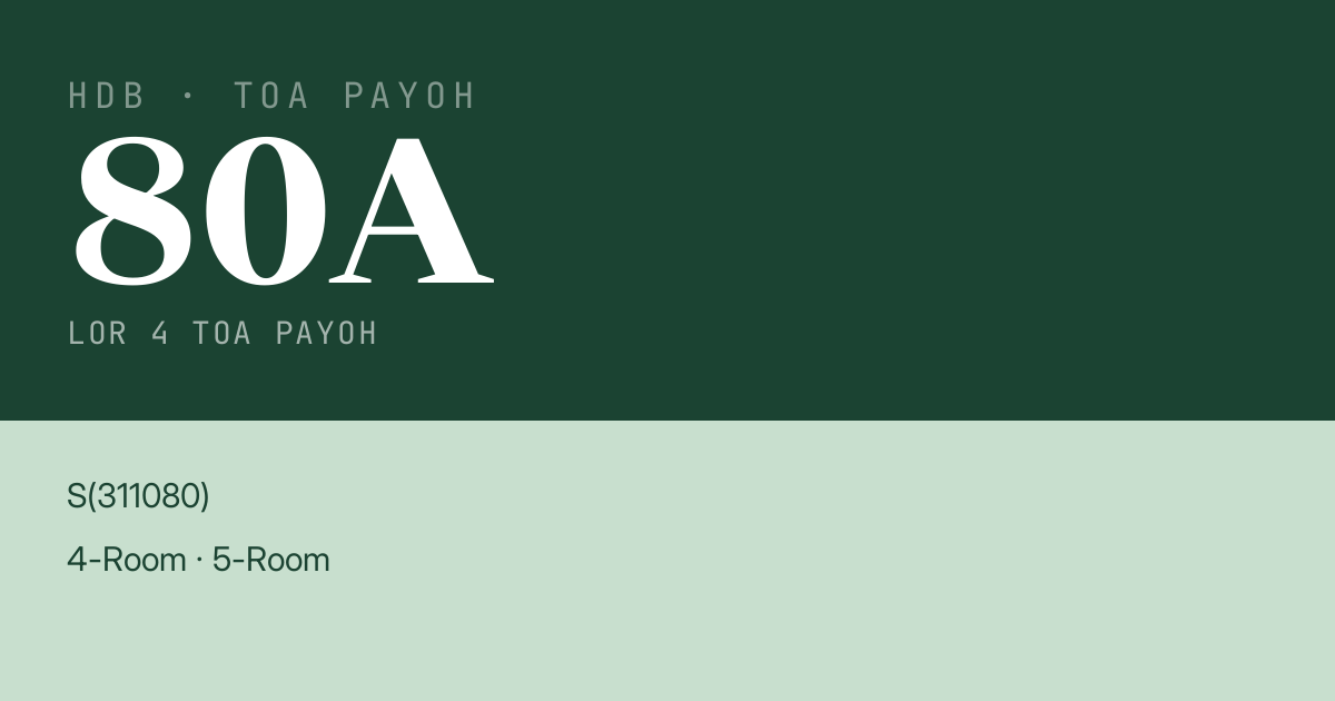 Blk 80A Lor 4 Toa Payoh HDB Resale | Price, Transactions & Rental Data