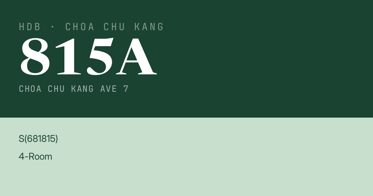 Blk 815A Choa Chu Kang Ave 7 HDB Resale | Price, Transactions & Rental Data
