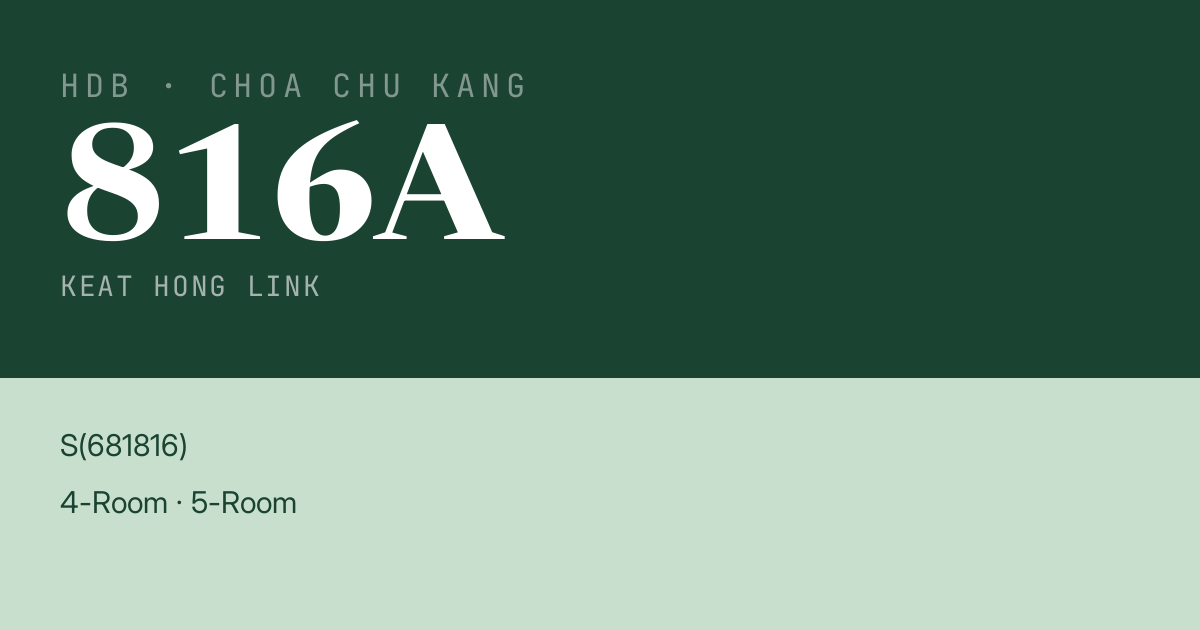 Blk 816A Keat Hong Link HDB Resale | Price, Transactions & Rental Data