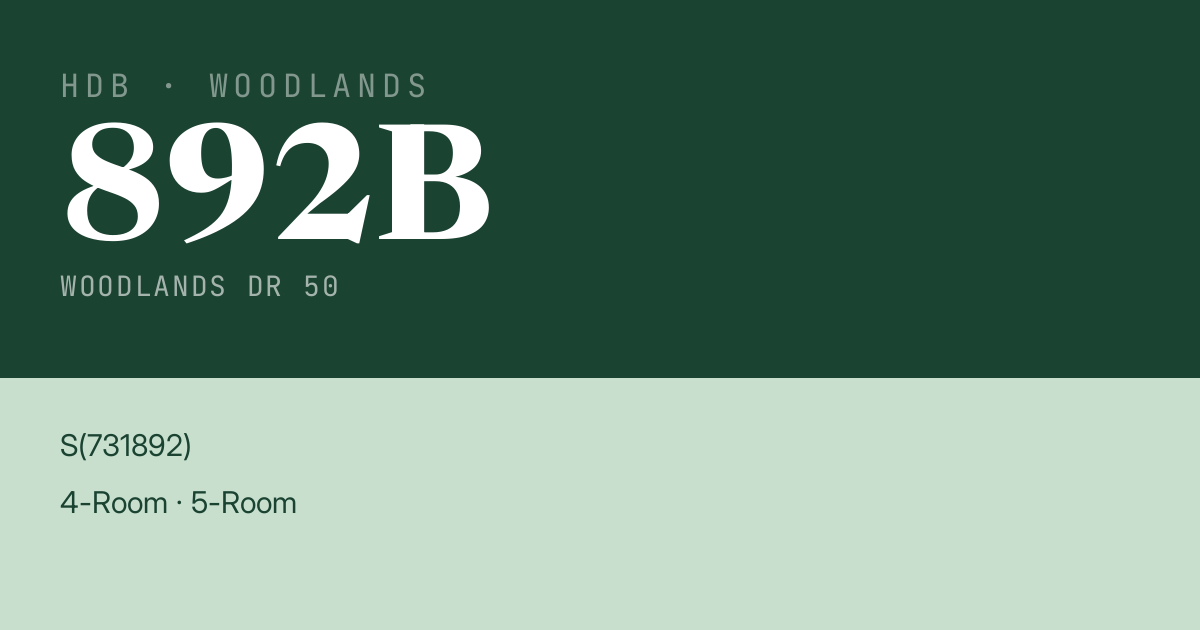 Blk 892B Woodlands Dr 50 HDB Resale | Price, Transactions & Rental Data