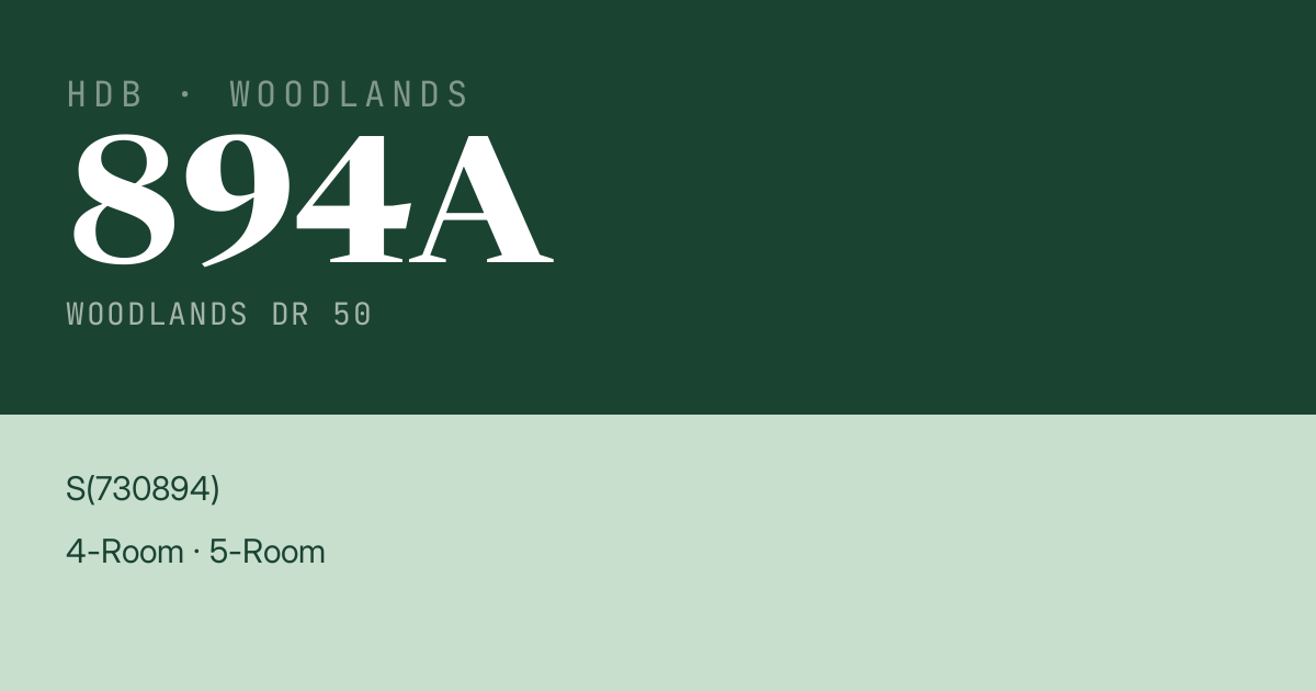 Blk 894A Woodlands Dr 50 HDB Resale | Price, Transactions & Rental Data