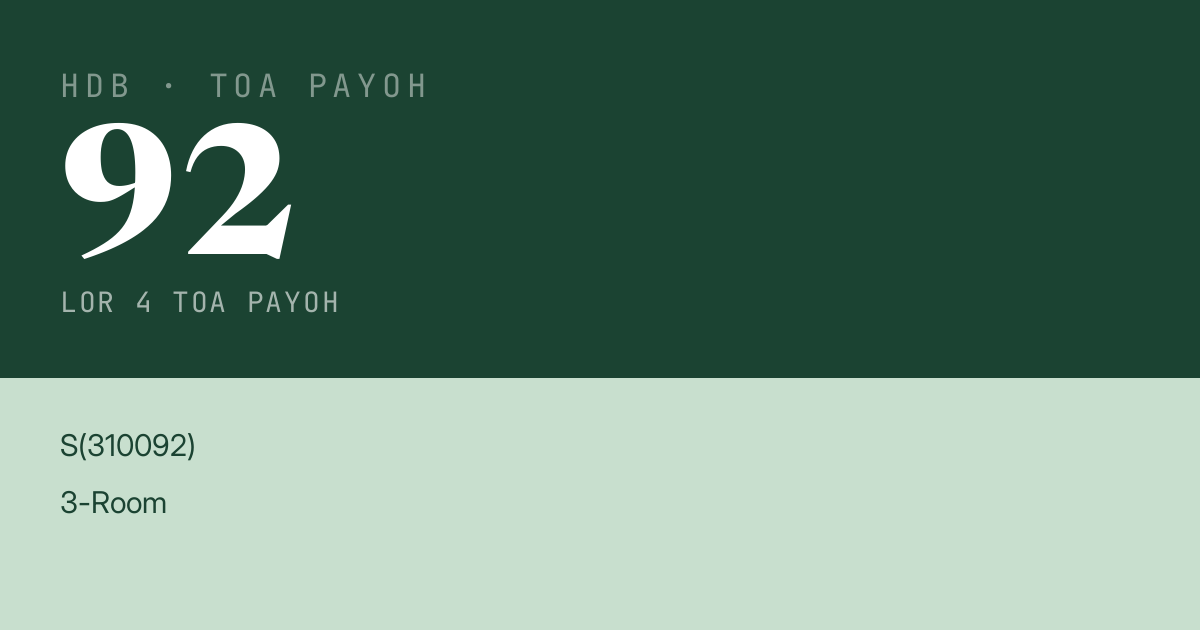 Blk 92 Lor 4 Toa Payoh HDB Resale | Price, Transactions & Rental Data
