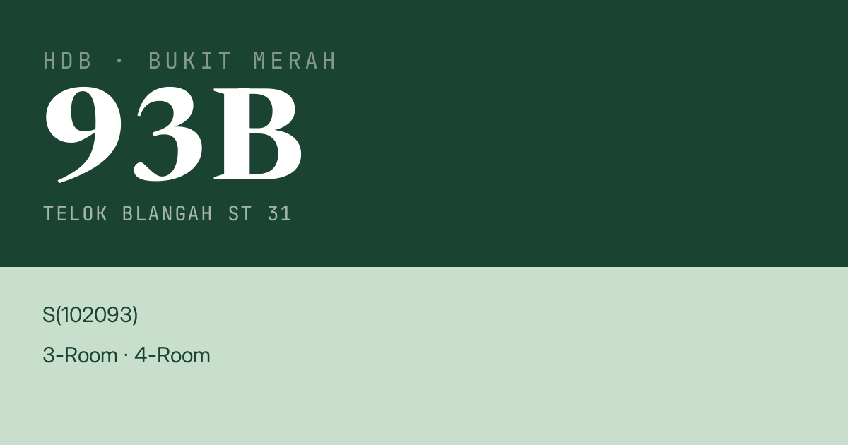 Blk 93B Telok Blangah St 31 HDB Resale | Price, Transactions & Rental Data