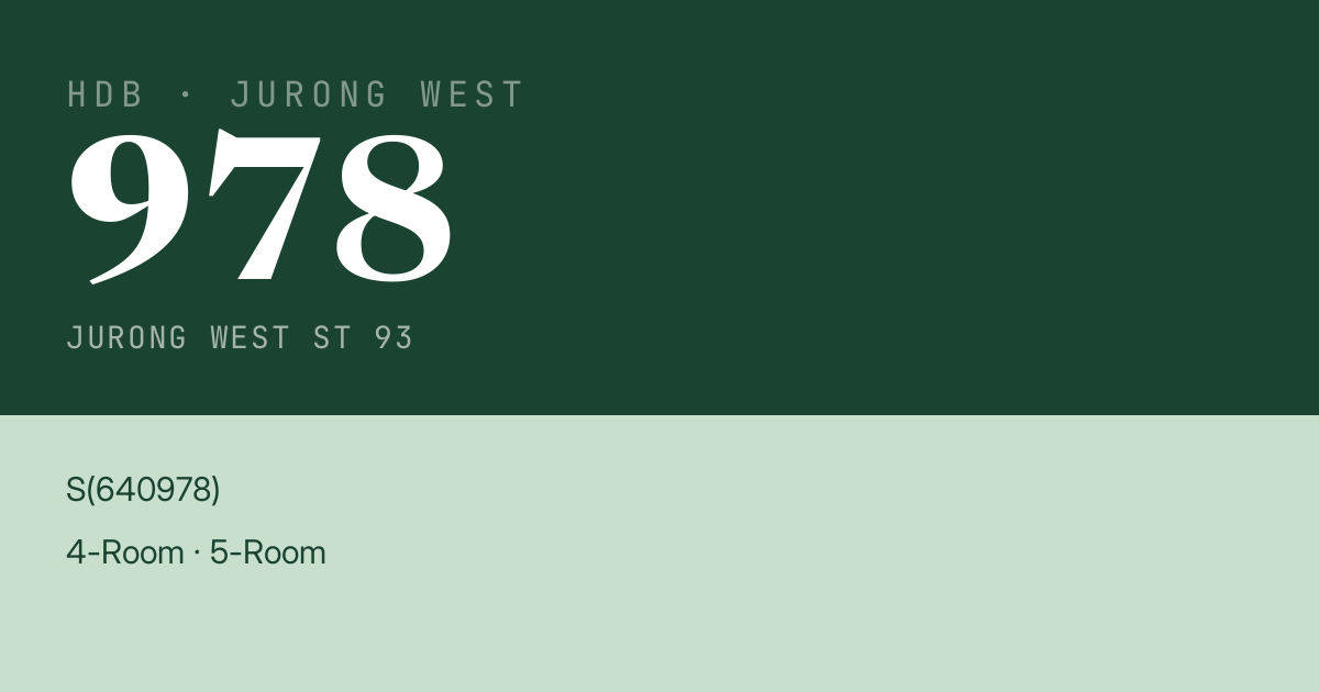Blk 978 Jurong West St 93 HDB Resale | Price, Transactions & Rental Data