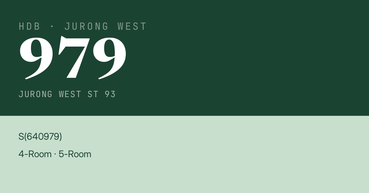 Blk 979 Jurong West St 93 HDB Resale | Price, Transactions & Rental Data