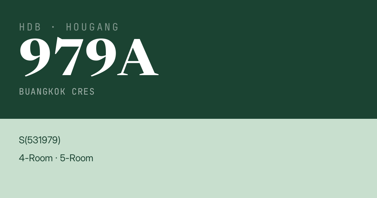 Blk 979A Buangkok Cres HDB Resale | Price, Transactions & Rental Data