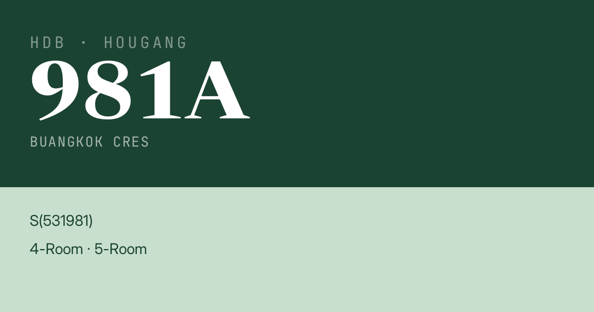 Blk 981A Buangkok Cres HDB Resale | Price, Transactions & Rental Data