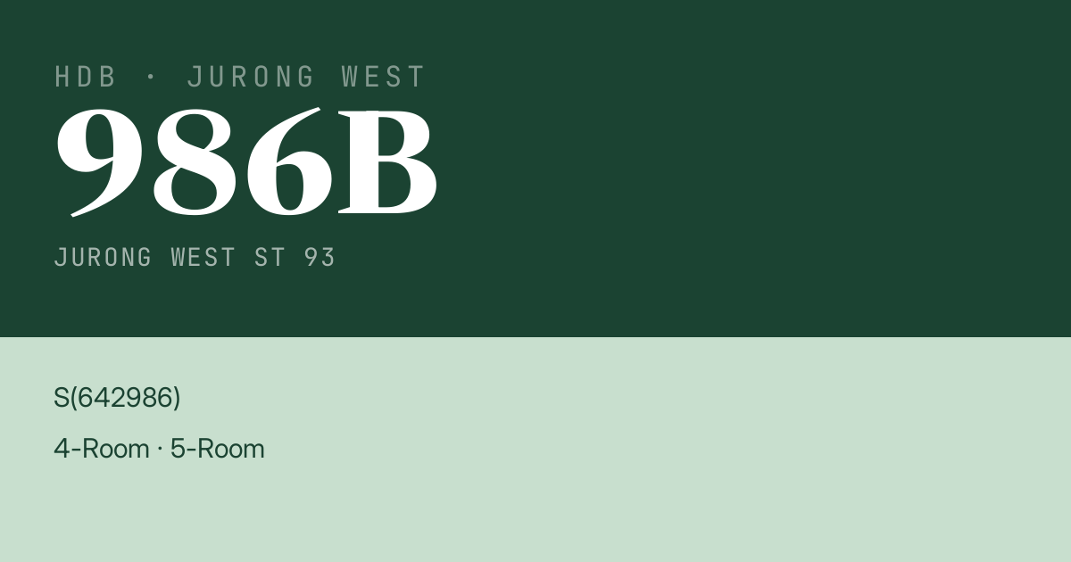 Blk 986B Jurong West St 93 HDB Resale | Price, Transactions & Rental Data
