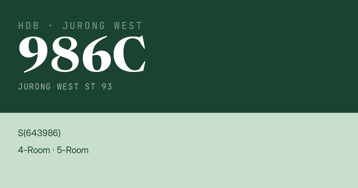 Blk 986C Jurong West St 93 HDB Resale | Price, Transactions & Rental Data
