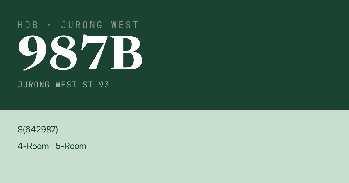Blk 987B Jurong West St 93 HDB Resale | Price, Transactions & Rental Data