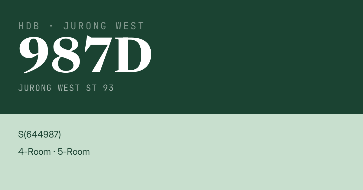 Blk 987D Jurong West St 93 HDB Resale | Price, Transactions & Rental Data