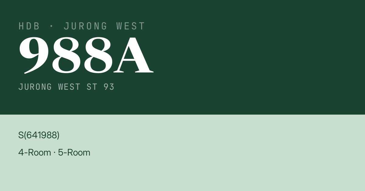 Blk 988A Jurong West St 93 HDB Resale | Price, Transactions & Rental Data