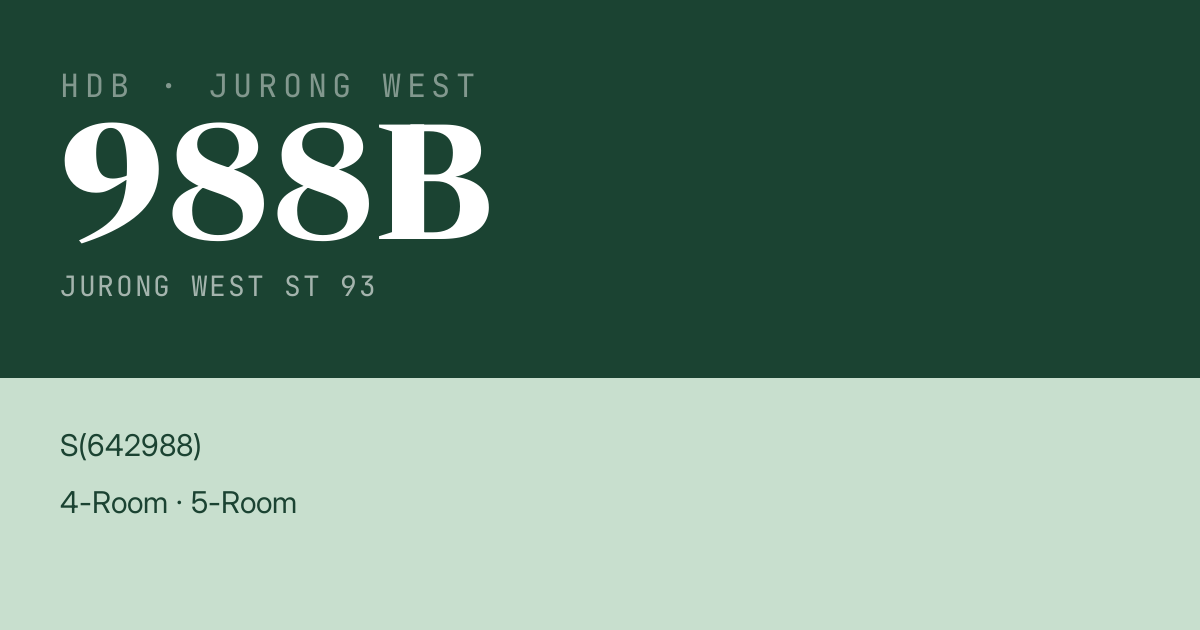 Blk 988B Jurong West St 93 HDB Resale | Price, Transactions & Rental Data
