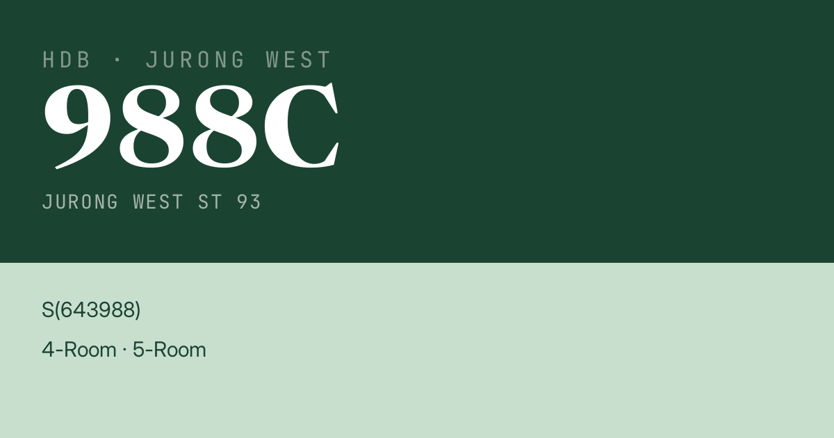 Blk 988C Jurong West St 93 HDB Resale | Price, Transactions & Rental Data