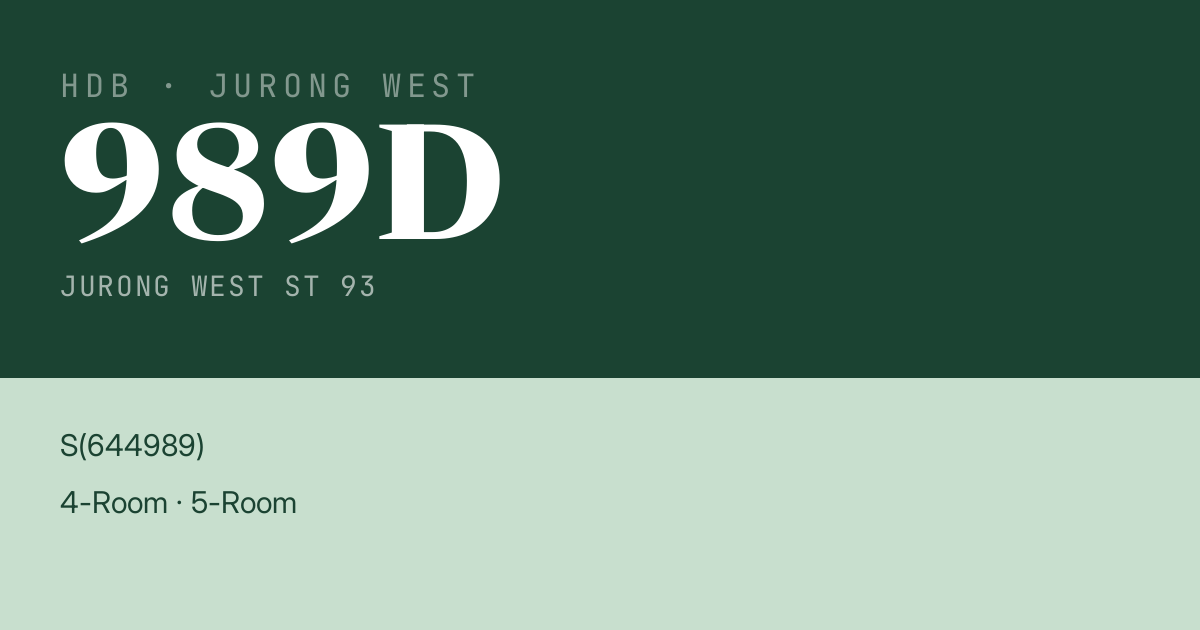 Blk 989D Jurong West St 93 HDB Resale | Price, Transactions & Rental Data