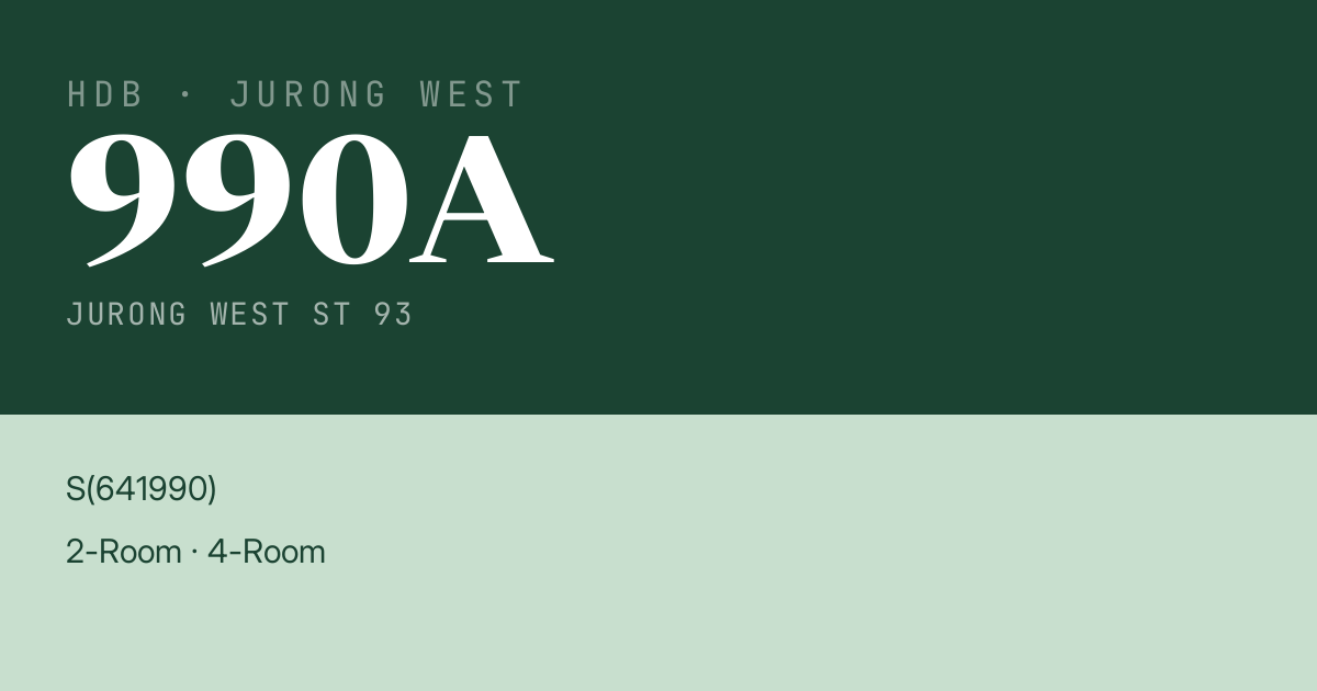 Blk 990A Jurong West St 93 HDB Resale | Price, Transactions & Rental Data