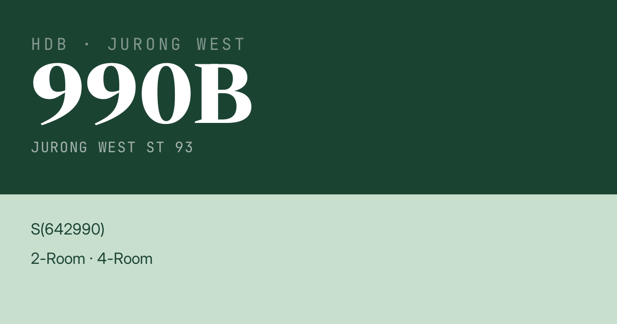 Blk 990B Jurong West St 93 HDB Resale | Price, Transactions & Rental Data