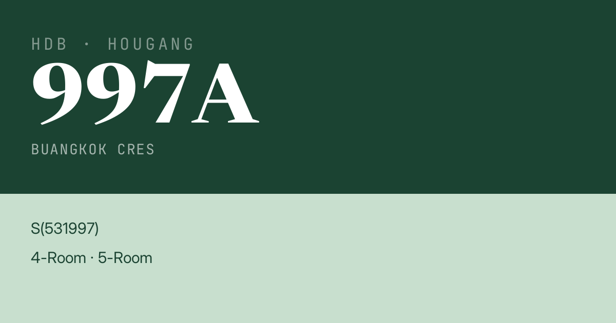 Blk 997A Buangkok Cres HDB Resale | Price, Transactions & Rental Data