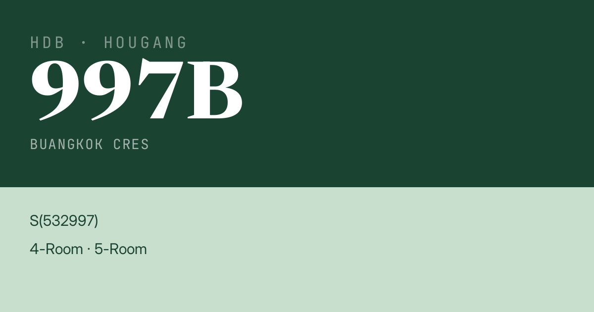 Blk 997B Buangkok Cres HDB Resale | Price, Transactions & Rental Data