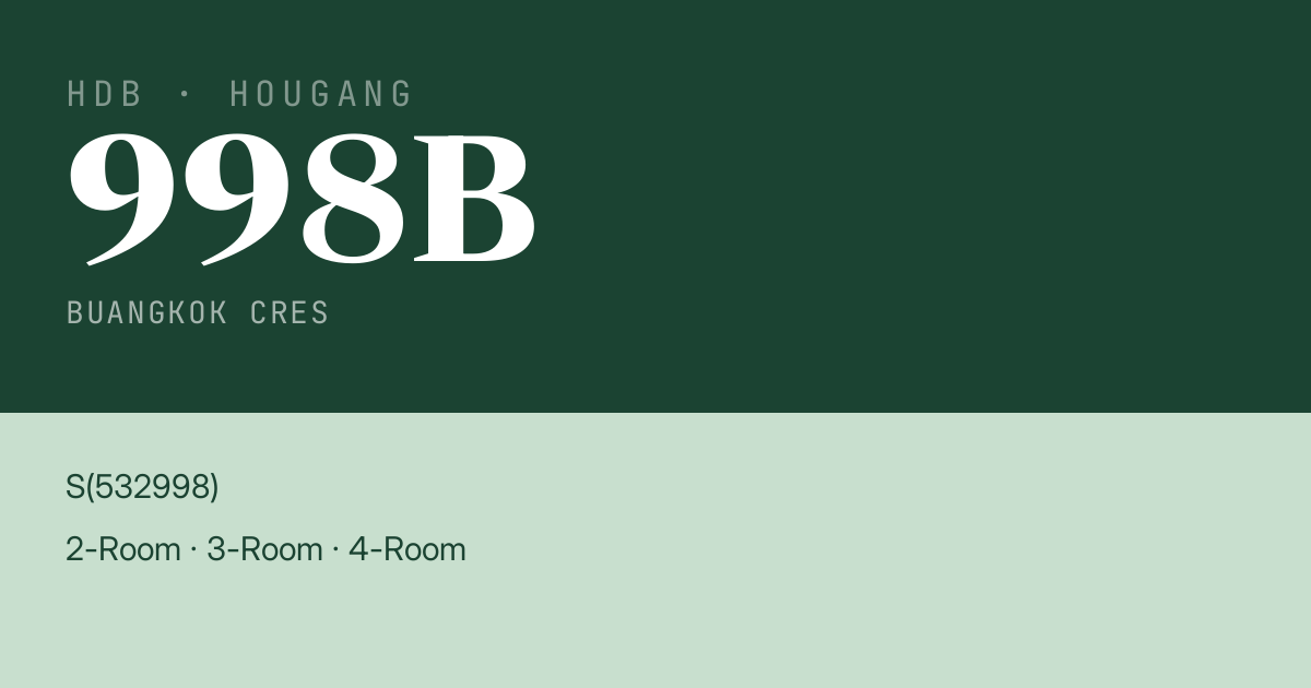 Blk 998B Buangkok Cres HDB Resale | Price, Transactions & Rental Data